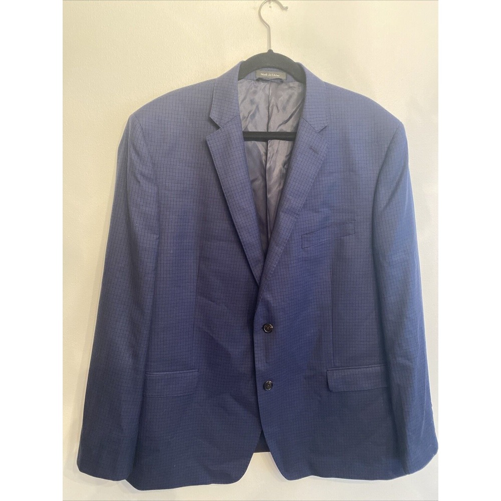 Ralph Lauren Blazer Mens 48R Slim Black Label Blue Wool Plaid Coat‎ Sports Coat